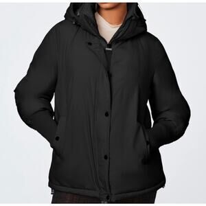 NEW Bernardo Washington SQ Hooded Puffer Jacket Black Coat Size Small